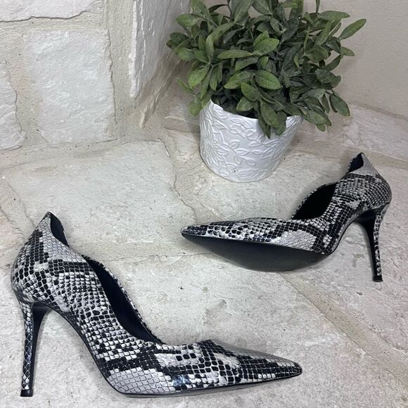 Aldo Snakeprint Pointed Toe scalloped Heels sz 11 - Picture 7 of 9